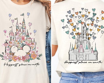 Maglietta "Il posto più felice della Terra", Maglietta "Castello floreale Disney", Maglietta "Disneyland", Maglietta "Disney World", Maglietta "Castello Disney", Maglietta "Magic Kingdom"