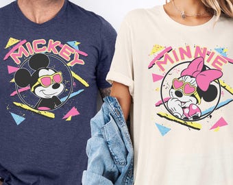 T-shirt d'été Disney Mickey et Minnie, chemise de vacances, chemise de plage, chemise Summer Vibes, pull pour couple Disney, t-shirt de vacances d'été en famille