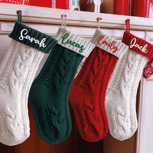 Personalized Embroidered Family Christmas Stocking: Christmas Matching Stocking, Embroidered Christmas Socks, Family Knitted Stockings