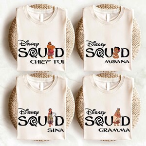 four t - shirts with disney characters on them