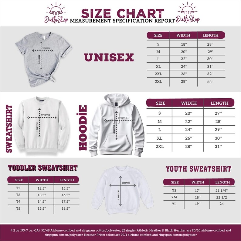 the size chart for a hoodie sweatshirt