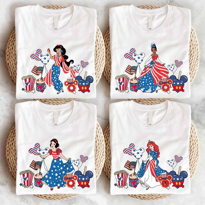 a group of four t - shirts with a woman on them