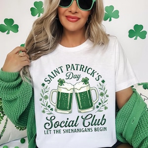 St Patrick's Day Social Club T-shirt, Irish Holiday Shirt, St. Patrick’s Day Sweatshirt, Irish Cocktail Tee, St Patrick's Day Drinking Tee
