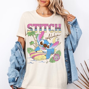 Disney Stitch Aloha Tropic Surf T-Shirt, Disney Stitch Shirts, Aloha Lilo & Stitch Shirt, Tropical Surfing Tees, Disney Summer Holiday Shirt