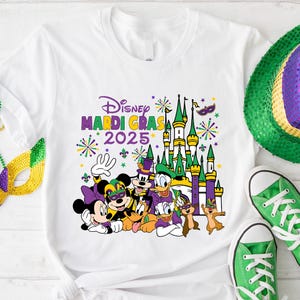 Mickey and Friends Mardi Gras 2025 Shirt, Mardi Gras Disney Vacation Shirt, Mardi Gras Carnaval Shirt, Mardi Gras Shirt, Magic Kingdom Tee