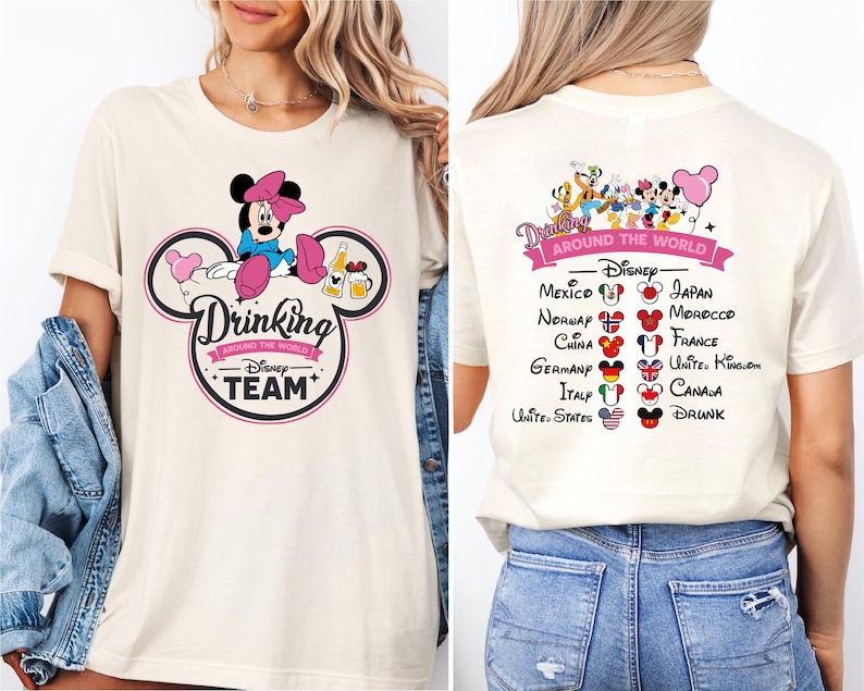 a woman wearing a mickey mouse shirt and jean shorts