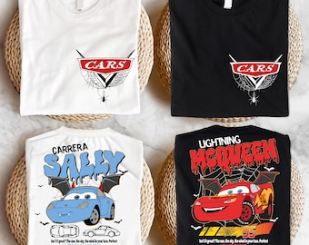 Disney Lightning McQueen and Sally Halloween T-shirt, Halloween Couple Shirts, McQueen Vampire Sweatshirt, Matching Couple Halloween Shirt