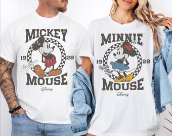 Camiseta retro de pareja de Mickey y Mini Mouse, camiseta de viaje a Disney, camiseta de Mickey y Minnie, camiseta de pareja de Disney, camisetas de San Valentín de Disney