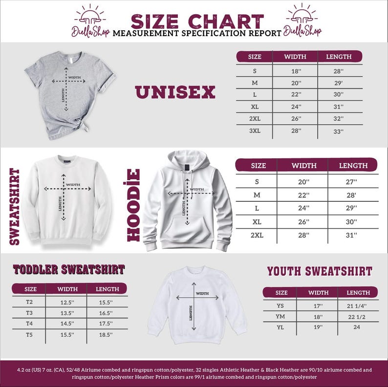 the size chart for a hoodie sweatshirt