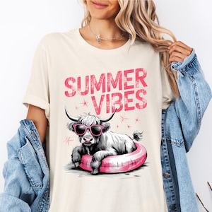 Sommer Vibes Kuh T-Shirt, Sommer Vibes T-Shirt, Sommer Kuh Shirt, Western Sommer Shirt, Sommer Liebhaber T-Shirt, Kuh Liebhaber T-Shirt, lustiges Kuh T-Shirt