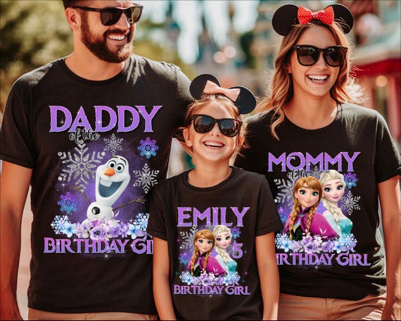 Elsa and Anna Birthday Shirts, Disney Frozen Birthday Girl Shirt, Olaf Birthday Family T-Shirts, frozen birthday tee, disney birthday shirt