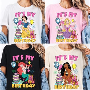 Disney Princess Birthday T-shirt, lt&#39;s My Birthday Shirt, Disney Birthday Girl Shirt, Custom Birthday Shirt, Mom Of The Birthday Girl Tee