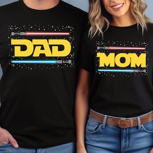 Star Wars Lightsaber Mom And Dad Shirt, Disney Couple Shirt, Galaxy's Edge Shirt, Family Vacation Shirt, Star Wars Shirt, Star Wars Dad Tee