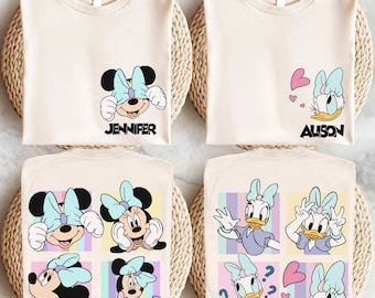 Koszulka dla par Disney Minnie i Daisy Besties, spersonalizowana koszulka Disney Best Friends, koszulka WDW Girls Trip, koszulka Disney Girls, koszulka z kolażem