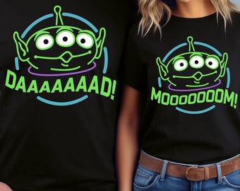 Toy Story Aliens Mama und Papa Shirt, Disney Toy Story Familie Passende T-Shirts, Alien Mom Shirt, Alien Papa Shirt, Disneyland Familien Reise T-Shirts