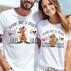 Disney Jaq & Gus Gus-shirt, lookin Like A Snack-shirt, Gus Gus-shirt, Jaq-shirt, Disney Assepoester-shirt, Disney-paar shirt