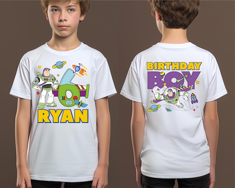 a young boy wearing a birthday boy shirt