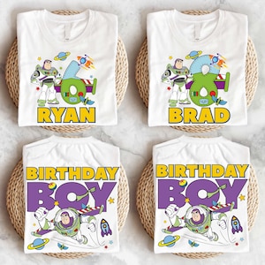 three personalized birthday shirts for a boy