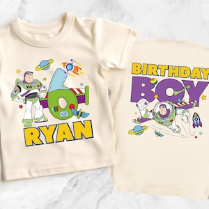 a boy's birthday shirt with a toy story character on it