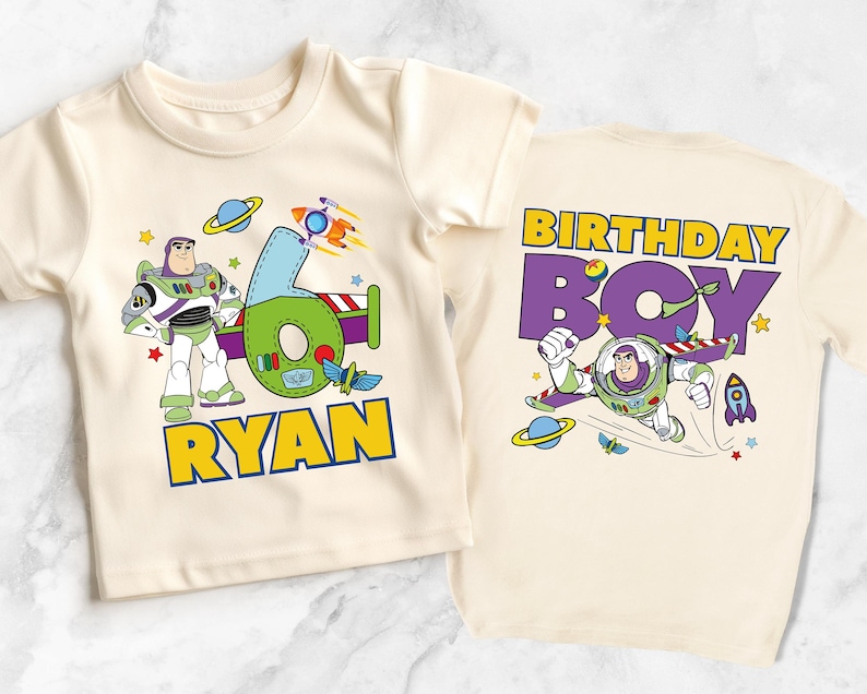 a boy's birthday shirt with a toy story character on it