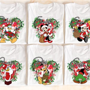 Disney Mickey And Friends Christmas Shirt, Custom Name Christmas Tee, Disney Christmas Family Shirt, Mickey&#39;s Very Merry Xmas Holiday Shirt