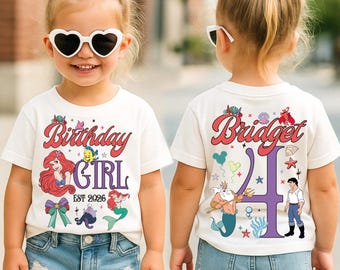 Disney The Little Mermaid Birthday Shirt, Custom Birthday Shirt, Disney Birthday Girl Tee, Birthday Party Shirt, Birthday Trip Tee,Ariel Tee