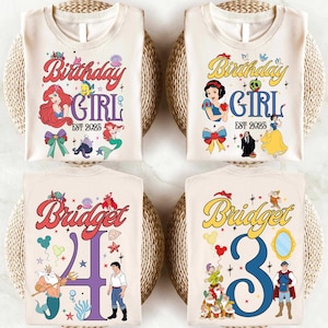 Chemises anniversaire princesse, t-shirt anniversaire personnalisé Disney, t-shirt anniversaire fille Disney, sweat-shirt fête d&#39;anniversaire princesse, chemise anniversaire enfant
