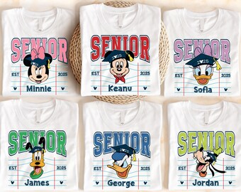 Disney Mickey and Friends Senior Est 2025 T-shirts, Disney