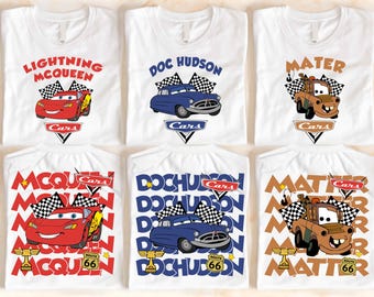 Disney Cars Charaktere Shirt, Lightning McQueen Shirt, Cars Film T-Shirts, Disney Familien Ausflug Shirt, Disney Cars Passende Shirts