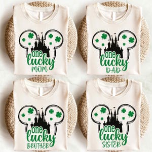 Disney Mickey And Minnie St.Patricks Day Shirt, One Lucky Custom Family Sweatshirt, Disney Shamrock Lucky Shirt, Irish Disney Shirts
