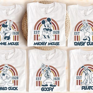Mickey And Friends Est 1928 T-Shirt, Disney Characters Group Shirts, Classic Walt Disney Family Trip Tees, Disneyland Vacation Sweatshirts