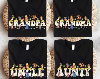 Winnie The Pooh Family Matching T-shirt, Birthday Family Shirt, Mother's Day Tees, Disney Mom Dad Sweatshirt, Disney Grandma Grandpa tshirts