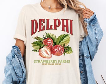 Shirt Delphi Strawberry Farms, shirt Percy Jackson de Olympiërs, grafisch shirt boekenliefhebber, leesgrage T-shirt, shirt boekenwurm