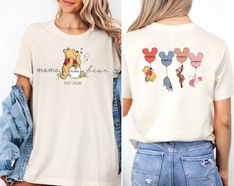 Disney Pooh Mama Bear Kids Name Shirt, Winnie Family Shirt, Disney Mother Day Tee, Mama Bear Shirt, Disney Family Vacation, Pooh Family Tee