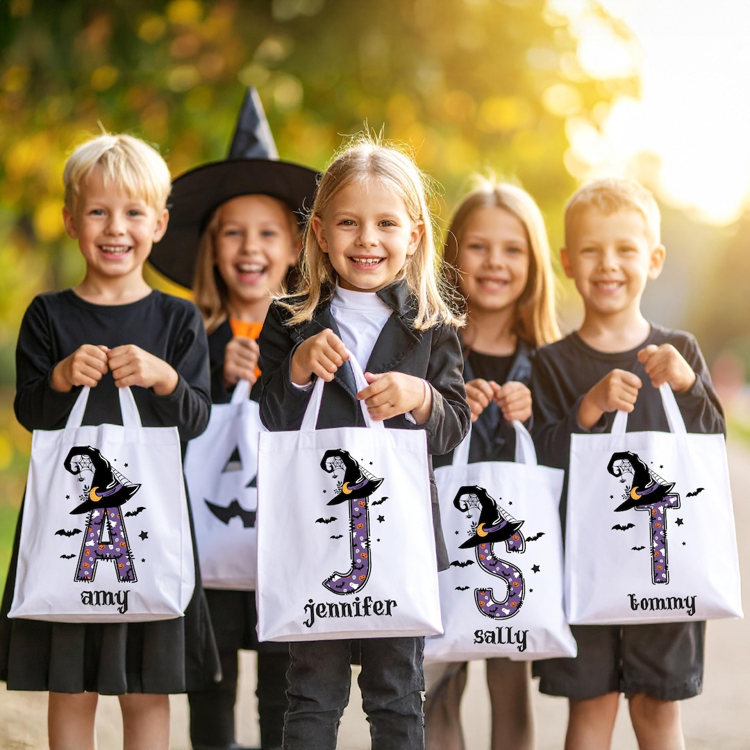 Custom Kids Name Halloween Tote Bag, Trick or Treat Tote Bag ...