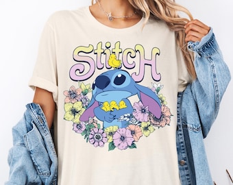 Disney Stitch Blumen T-Shirt, Disney World Shirt, Stitch Shirt, Disneyland Reise Shirt, Disneyland Familienurlaub Shirt, Epcot Blumen Shirt