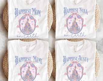 Camiseta "La mamá más feliz, abuela, tía, mimi del mundo", camiseta de mujer del Castillo Disney, regalo del Día de la Madre, sudadera Disney para mamá, camiseta de abuela, suéter de tía.