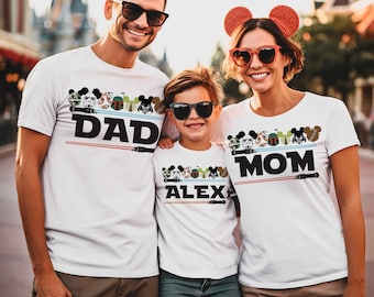 Camisetas familiares con orejas de Mickey de Star Wars, camisetas familiares personalizadas a juego, camisetas Galaxy&#39;s Edge, camisetas Galaxy Wars, camisetas de viaje familiar de Star Wars
