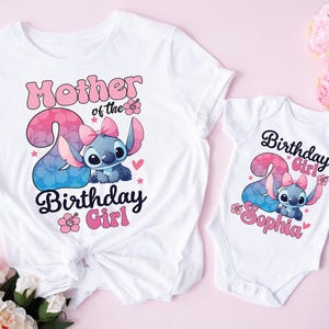 Disney Stitch verjaardag meisje shirt, aangepaste Stitch verjaardag shirt, Stitch verjaardag moeder shirt, Stitch verjaardag T-shirts, Stitch verjaardag familie-T-shirt