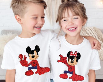 Disney Mickey en Minnie Spiderman-shirt, Mickey Spiderman-T-shirt, Avengers-shirt, Minnie Spidergirl-shirt, Spiderman Lover-T-shirt, superheld-T-shirt