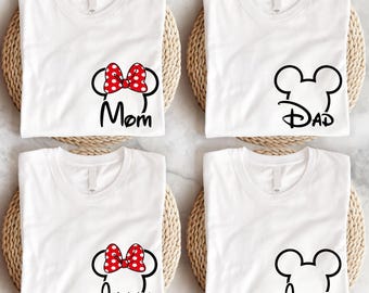 Camisetas de Disney para mamá y papá, camisetas de vacaciones de Disney, camiseta de Mickey para papá, camiseta de Minnie para mamá, camiseta de la familia de Disney, camisetas a juego de Minnie y Mickey