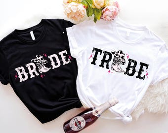 Bride & Tribe Bachelorette Party Shirts, Western Bride Squad Shirt, Wedding Party T-Shirt, Wild West Bachelorette Tees, Bridal Shower Shirt