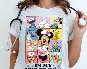 Camiseta de enfermera con personajes de Disney, camiseta de "En mi época de enfermeras", camiseta de enfermera de Minnie, camiseta de enfermera pediátrica de Disney, camiseta de la Semana de la Enfermería, camisetas de enfermería