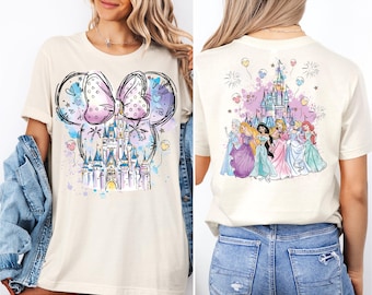Disney Watercolor Minnie Head Ear T-shirt, Disney Castle All Princess Shirt, Disney Princess Girl Trip Tee,Magic Kingdom Princess Sweatshirt
