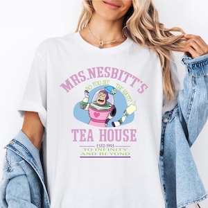 Disney Toy Story Mrs. Nesbitt’S Tea House 1995 Shirt, Disney Toy Story Buzz Lightyear T-Shirt, Infinity And Beyond Shirts, Disney Trip Tees