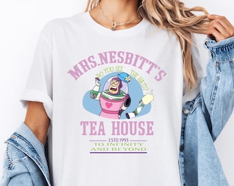 Disney Toy Story Mrs. Nesbitt’S Tea House 1995 Shirt, Disney Toy Story Buzz Lightyear T-Shirt, Infinity And Beyond Shirts, Disney Trip Tees