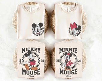 Retro Micky und Freunde Shirt, Retro Disney Reise Shirt, Karierte Micky Shirt, Retro Micky Shirt, Disney Familien Urlaub Shirt, Mini T-Shirt