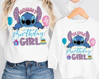 Disney Stich Geburtstag Mädchen Shirt, Stich Geburtstag Mama Shirt, Stich Geburtstag T-Shirts, Stich Geburtstag Familie T-Shirt, Stich Geburtstag Shirt