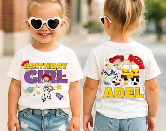 Koszulka urodzinowa Jessie z nadrukiem Toy Story, koszulka urodzinowa dla dziewczynki Toy Story, koszulka urodzinowa Disney Toy Story Kinds, koszulka urodzinowa Disney