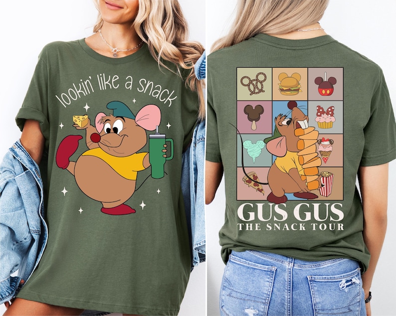 a woman wearing a tshirt with a cartoon character on it